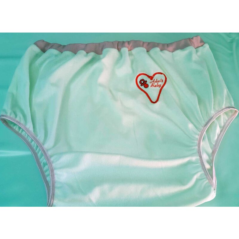 "Adult Baby" Diaper Cover with Heart Embroidery & Comfort Waistband