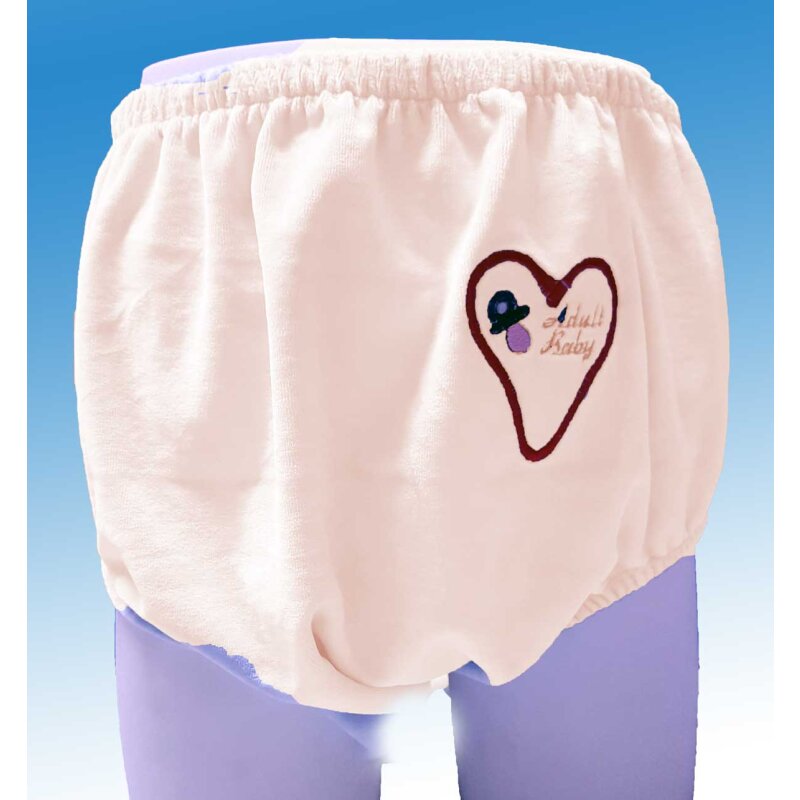 "Adult Baby" Nicky Fabric Diaper Cover with Heart Embroidery