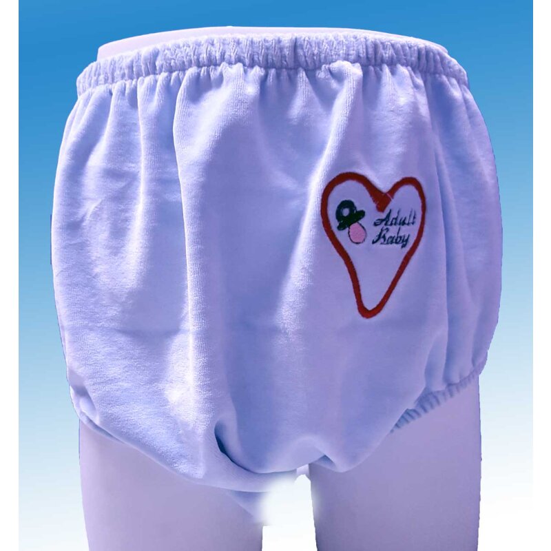 "Adult Baby" Nicky Fabric Diaper Cover with Heart Embroidery