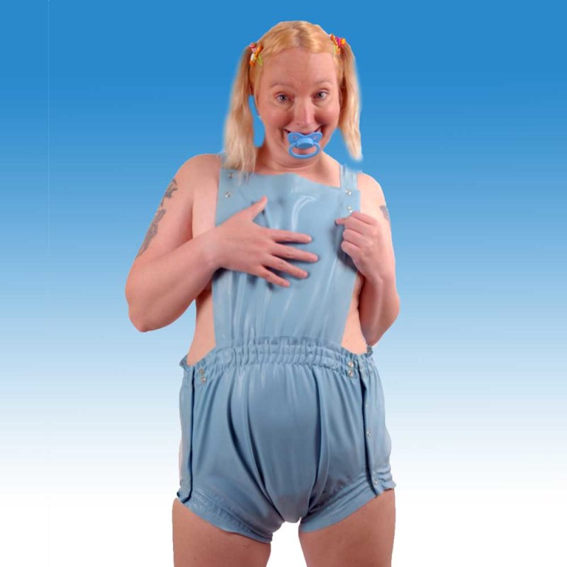 Latzhose Klaus-Dieter Windelhose für Erwachsene Lackfolie glasklar M