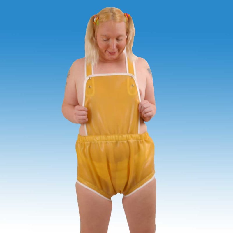 Latzhose Klaus-Dieter Windelhose für Erwachsene Lackfolie glasklar M