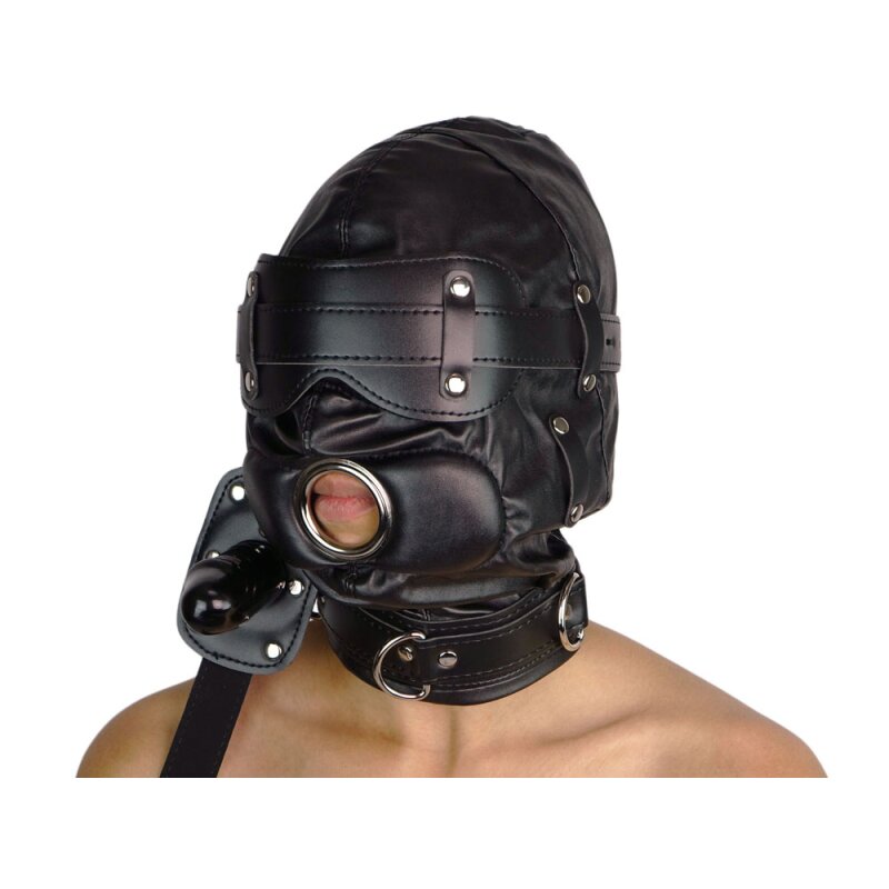 Schallgedämmte Isolationsmaske mit abnehmbarem Knebel rosa