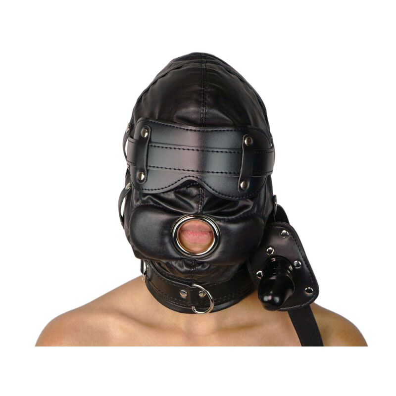 Schallgedämmte Isolationsmaske mit abnehmbarem Knebel rosa