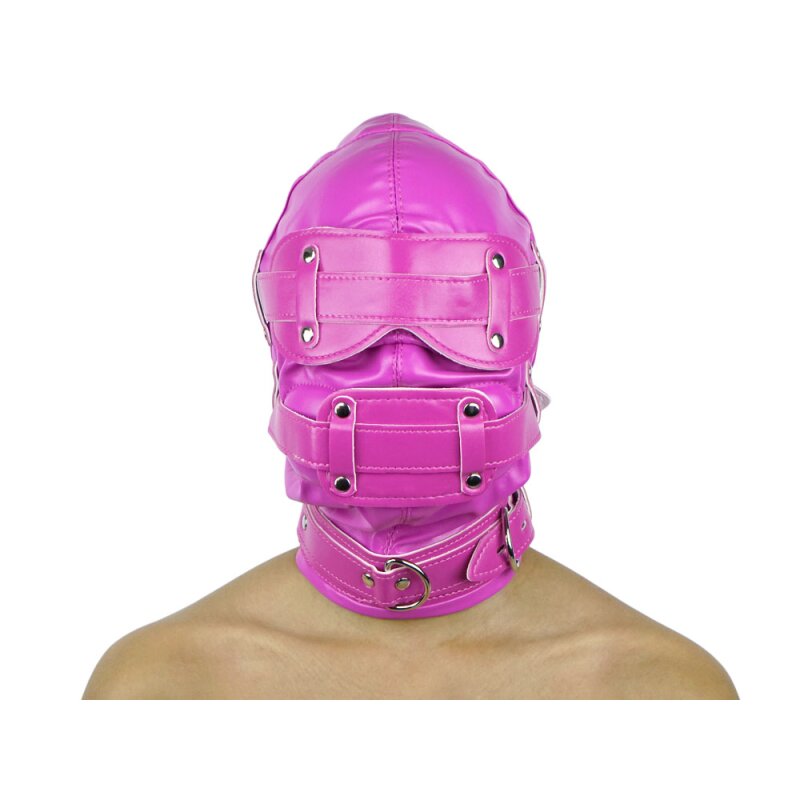 Schallgedämmte Isolationsmaske mit abnehmbarem Knebel rosa